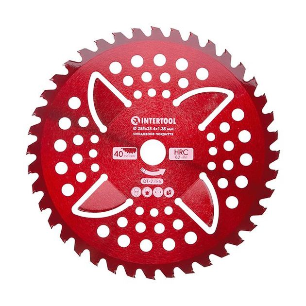 Нож для мотокосы ø255x25.4 мм, 40T, твердосплавные напайки, INTERTOOL, фото  | SNABZHENIE.com.ua