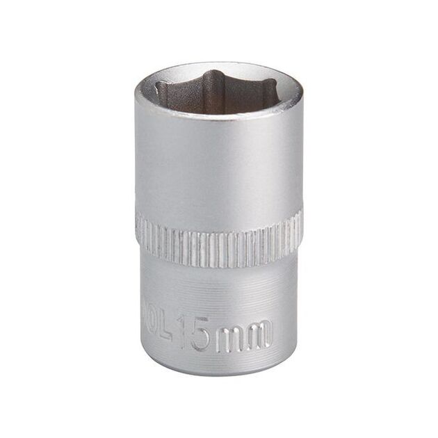 Головка шестигранная 1/2", 15мм INTERTOOL ET-2015, фото , изображение 2 | SNABZHENIE.com.ua