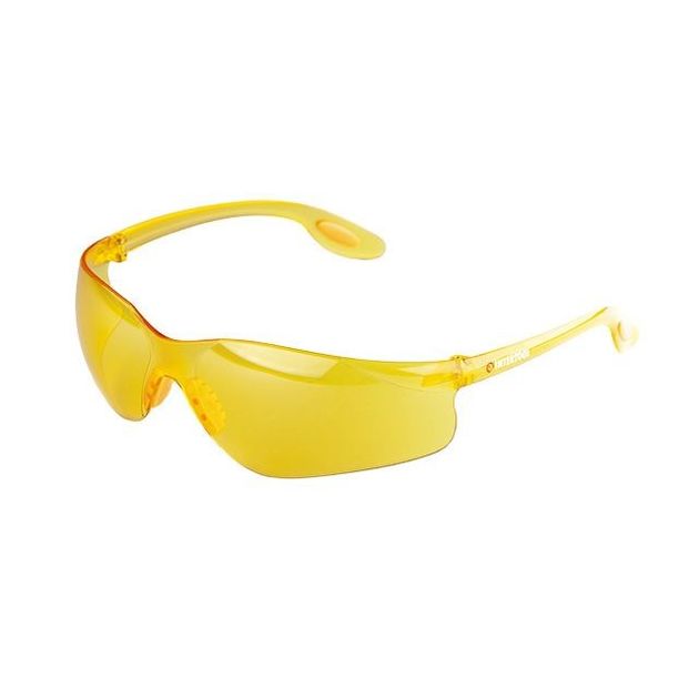 Очки захисні жовті INTERTOOL SP-0086, полімерні лінзи і заушники, захист від ударів, фото , зображення 3 | SNABZHENIE.com.ua