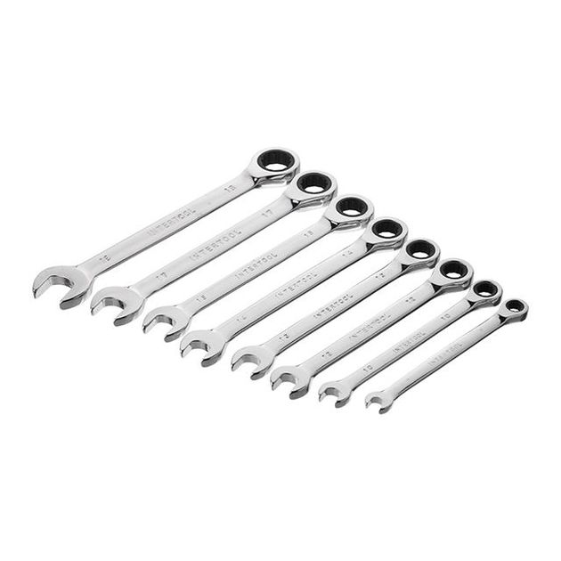 Набір ключів комбінованих з храповим механізмом 8 ед., 8-19 мм (8-10-12-13-14-15-17-19) Cr-V; PROF DIN3113 INTERTOOL XT-1303, фото , зображення 3 | SNABZHENIE.com.ua Набір ключів комбінованих з храповим механізмом 8 ед., 8-19 мм (8-10-12-13-14-15-17-19) Cr-V; PROF DIN3113 INTERTOOL XT-1303, фото , зображення 3 | SNABZHENIE.com.ua