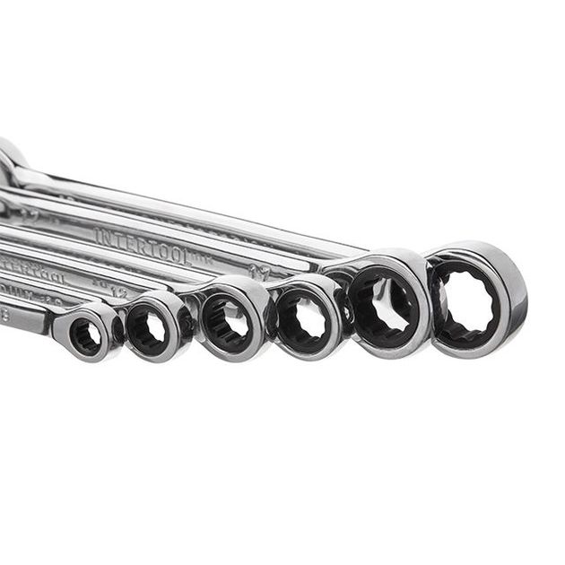 Набор ключей комбинированных с храповым механизмом 11 ед., 8-19 мм Cr-V; PROF DIN3113 INTERTOOL XT-1304, фото , изображение 4 | SNABZHENIE.com.ua Набор ключей комбинированных с храповым механизмом 11 ед., 8-19 мм Cr-V; PROF DIN3113 INTERTOOL XT-1304, фото , изображение 4 | SNABZHENIE.com.ua