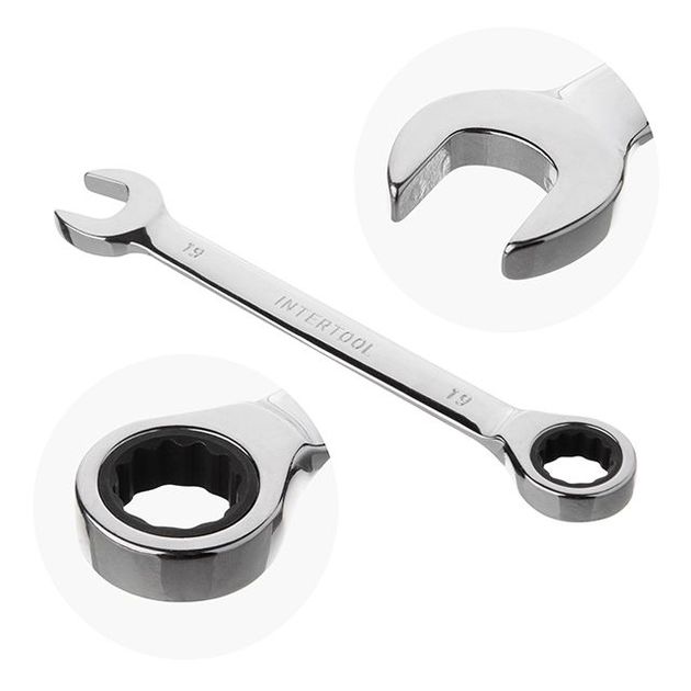 Набір ключів комбінованих з храповим механізмом 12 ед., 8-19 мм (8-9-10-11-12-13-14-15-16-17-18-19) Cr-V; PROF DIN3113 INTERTOOL XT-1305, фото , зображення 2 | SNABZHENIE.com.ua Набір ключів комбінованих з храповим механізмом 12 ед., 8-19 мм (8-9-10-11-12-13-14-15-16-17-18-19) Cr-V; PROF DIN3113 INTERTOOL XT-1305, фото , зображення 2 | SNABZHENIE.com.ua