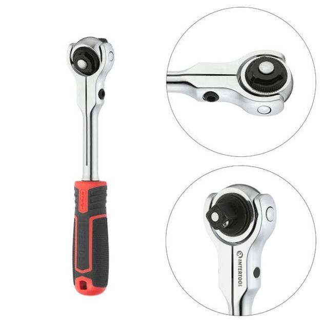 Рукоятка с храповым механизмом поворотная, 72 зуба 1/2", Cr-V STORM INTERTOOL ET-8009, фото , зображення 2 | SNABZHENIE.com.ua Рукоятка с храповым механизмом поворотная, 72 зуба 1/2", Cr-V STORM INTERTOOL ET-8009, фото , зображення 2 | SNABZHENIE.com.ua