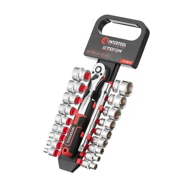 Набор головок 3/8" 6-24 мм, удлинитель, рукоятка 72 зуба, 20 ед., фото  | SNABZHENIE.com.ua