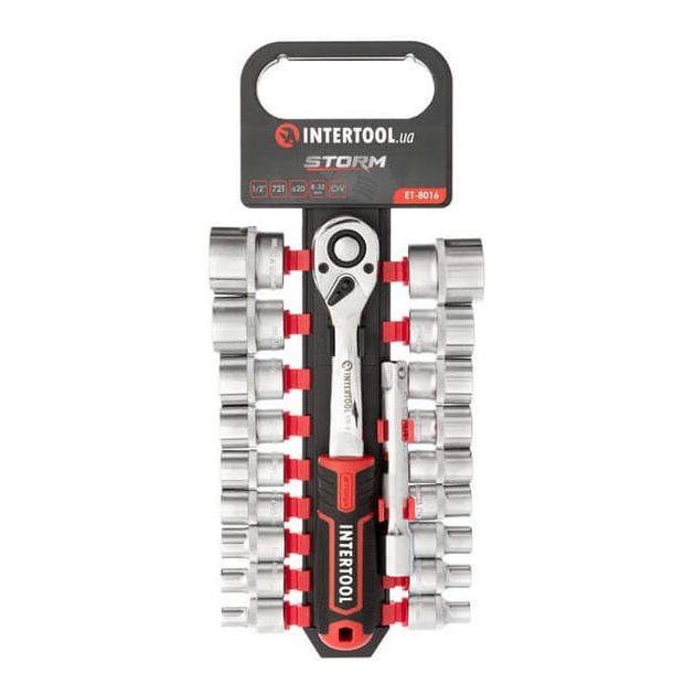 Набор головок 1/2" 8-32 мм, удлинитель, храповик 20 ед. Cr-V STORM, фото , изображение 3 | SNABZHENIE.com.ua Набор головок 1/2" 8-32 мм, удлинитель, храповик 20 ед. Cr-V STORM, фото , изображение 3 | SNABZHENIE.com.ua