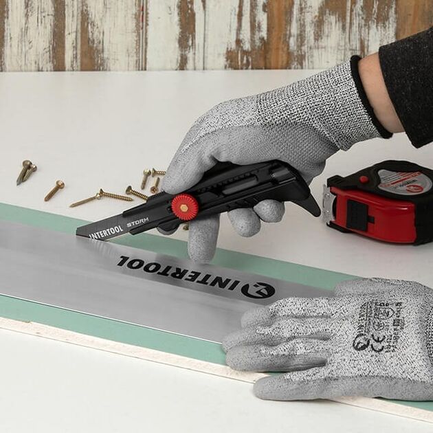 Нож сегментный Storm INTERTOOL HT-0539 18мм, метал. направляющая, фото , изображение 9 | SNABZHENIE.com.ua Нож сегментный Storm INTERTOOL HT-0539 18мм, метал. направляющая, фото , изображение 9 | SNABZHENIE.com.ua