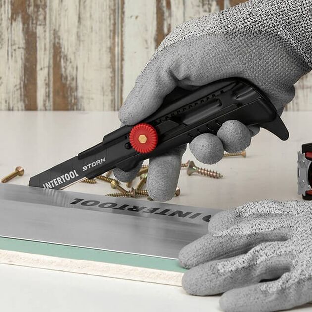 Нож сегментный Storm INTERTOOL HT-0539 18мм, метал. направляющая, фото , изображение 10 | SNABZHENIE.com.ua Нож сегментный Storm INTERTOOL HT-0539 18мм, метал. направляющая, фото , изображение 10 | SNABZHENIE.com.ua