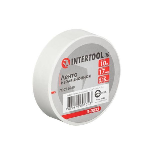 Лента ізоляційна 0.15мм*17мм*10м біла INTERTOOL IT-0033, фото  | SNABZHENIE.com.ua