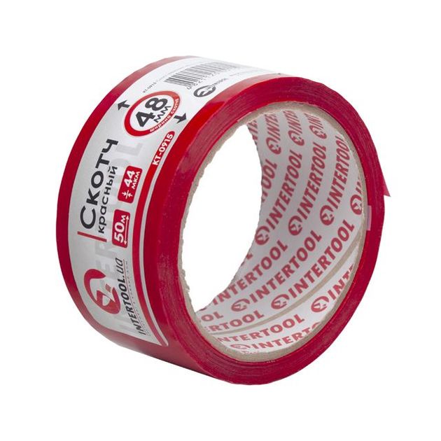 Красный скотч 48мм*50м*44мкм INTERTOOL KT-0915, фото , изображение 2 | SNABZHENIE.com.ua Красный скотч 48мм*50м*44мкм INTERTOOL KT-0915, фото , изображение 2 | SNABZHENIE.com.ua