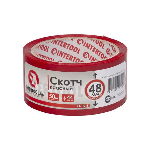 Красный скотч 48мм*50м*44мкм INTERTOOL KT-0915, фото  | SNABZHENIE.com.ua