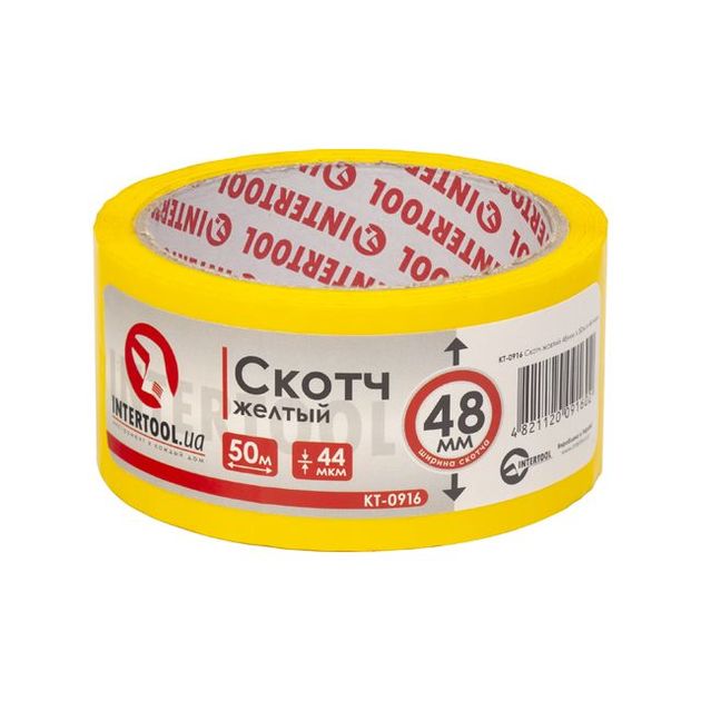 Желтый скотч 48мм*50м*44мкм INTERTOOL KT-0916, фото  | SNABZHENIE.com.ua