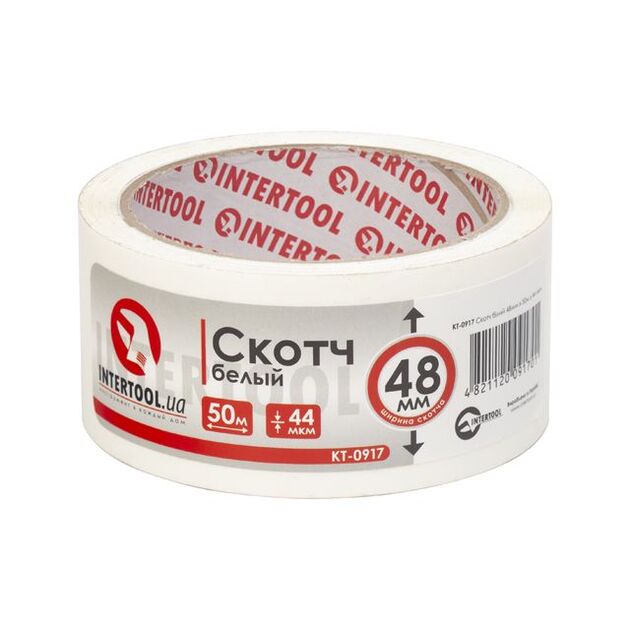 Скотч белый 48мм*50м INTERTOOL KT-0917, 44мкм, фото  | SNABZHENIE.com.ua