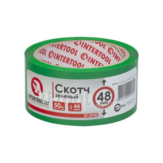 Скотч зеленый 48мм*50м INTERTOOL KT-0918, 44мкм, фото  | SNABZHENIE.com.ua