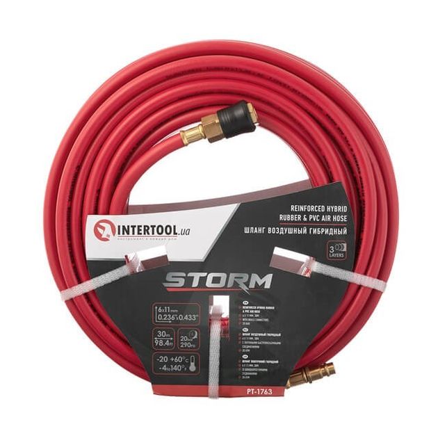 Гибридный шланг 20 атм 6*11мм 30м с быстросъемами, INTERTOOL PT-1763, фото  | SNABZHENIE.com.ua