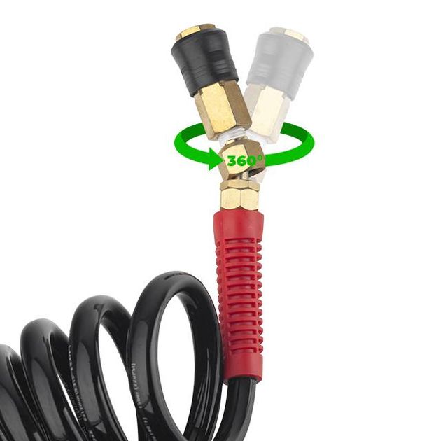 Шланг BLACK M-Flex 8х12мм, 15м спіральний поліуретановий з поворотним шарніром, латунними швидкознімними з'єднаннями STORM INTERTOOL PT-1797, фото , зображення 3 | SNABZHENIE.com.ua Шланг BLACK M-Flex 8х12мм, 15м спіральний поліуретановий з поворотним шарніром, латунними швидкознімними з'єднаннями STORM INTERTOOL PT-1797, фото , зображення 3 | SNABZHENIE.com.ua