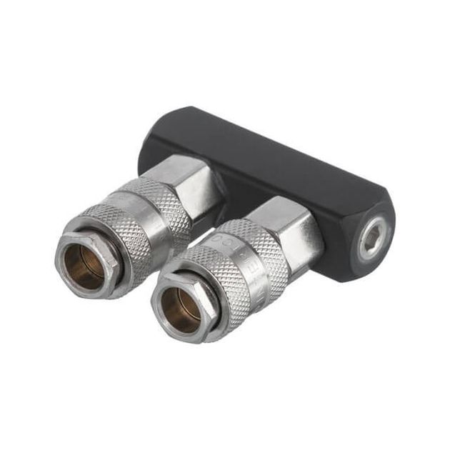 Разветвитель воздуха 1/4" на 2 выхода с быстроразъемами 10 бар INTERTOOL, фото  | SNABZHENIE.com.ua