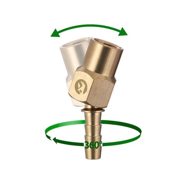 Шарнир поворотный 1/4" внутренняя резьба на шланг 8 мм, латунь, фото , изображение 4 | SNABZHENIE.com.ua