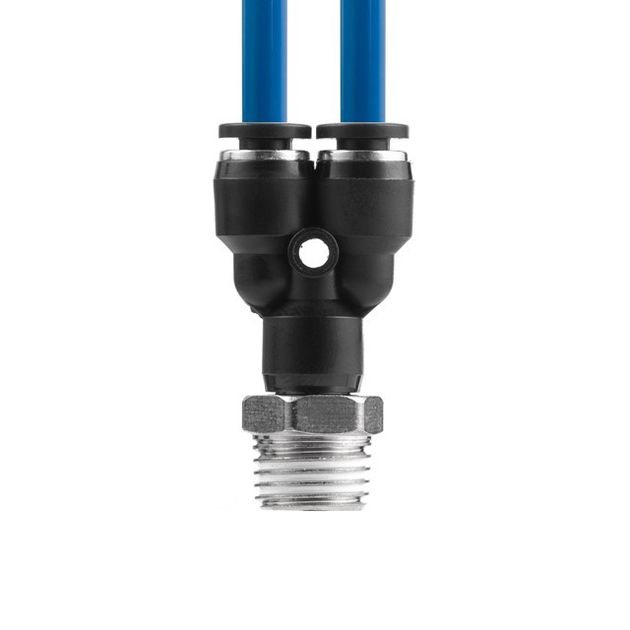 Соединение цанговое Y-образное для полиуретановых и др. шлангов 4*4 мм, 1/4" нар. резьба INTERTOOL PT-2375, фото , зображення 4 | SNABZHENIE.com.ua