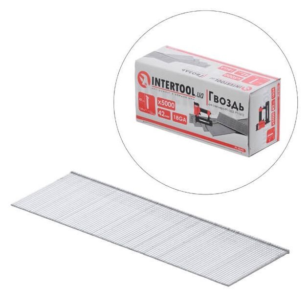 Гвоздь для степлера 42мм (18GA) 1.0*1.25мм 5000шт INTERTOOL PT-8642, фото  | SNABZHENIE.com.ua