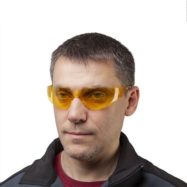 Очки захисні жовті INTERTOOL SP-0084, полікарбонатні лінзи та дужки, захист від удару, фото , зображення 5 | SNABZHENIE.com.ua