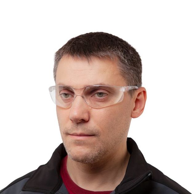 Очки захисні прозорі INTERTOOL SP-0087 з полікарбонатними лінзами та заушниками, захист від ударів., фото , зображення 5 | SNABZHENIE.com.ua