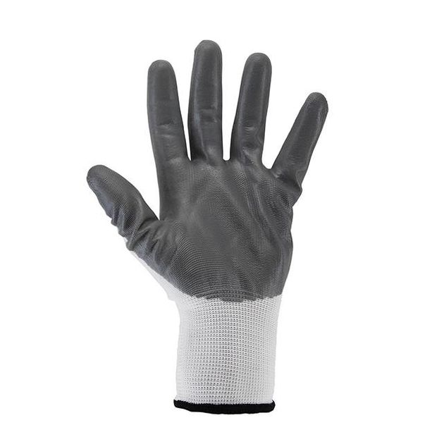 Перчатка вязаная белая с серым нитрилом на ладони 10 INTERTOOL SP-0112, фото , изображение 3 | SNABZHENIE.com.ua Перчатка вязаная белая с серым нитрилом на ладони 10 INTERTOOL SP-0112, фото , изображение 3 | SNABZHENIE.com.ua