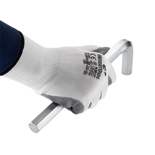 Перчатка вязаная белая с серым нитрилом на ладони 10 INTERTOOL SP-0112, фото , изображение 4 | SNABZHENIE.com.ua Перчатка вязаная белая с серым нитрилом на ладони 10 INTERTOOL SP-0112, фото , изображение 4 | SNABZHENIE.com.ua