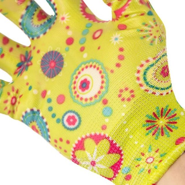 Садовые перчатки с нитриловым покрытием 8 желтые INTERTOOL SP-0165, фото , изображение 2 | SNABZHENIE.com.ua