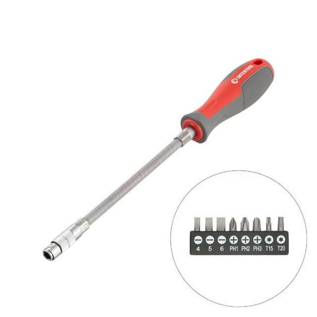 Отвертка с гибким удлинителем и 9 насадками INTERTOOL VT-3342, фото  | SNABZHENIE.com.ua