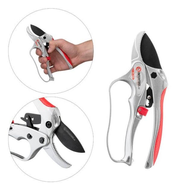 Секатор INTERTOOL FT-1006 с храповым механизмом 180 мм, фото , изображение 4 | SNABZHENIE.com.ua