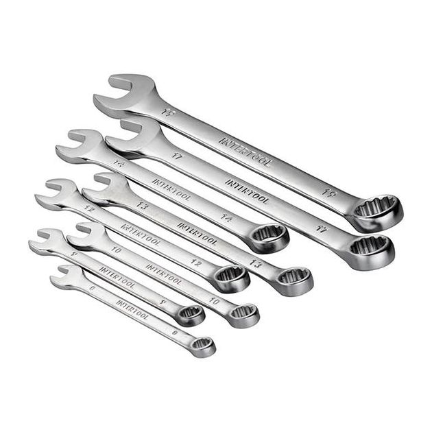 Набор ключей комбинированных 8 ед., 8-19 мм Cr-V INTERTOOL HT-1202, фото , зображення 3 | SNABZHENIE.com.ua Набор ключей комбинированных 8 ед., 8-19 мм Cr-V INTERTOOL HT-1202, фото , зображення 3 | SNABZHENIE.com.ua