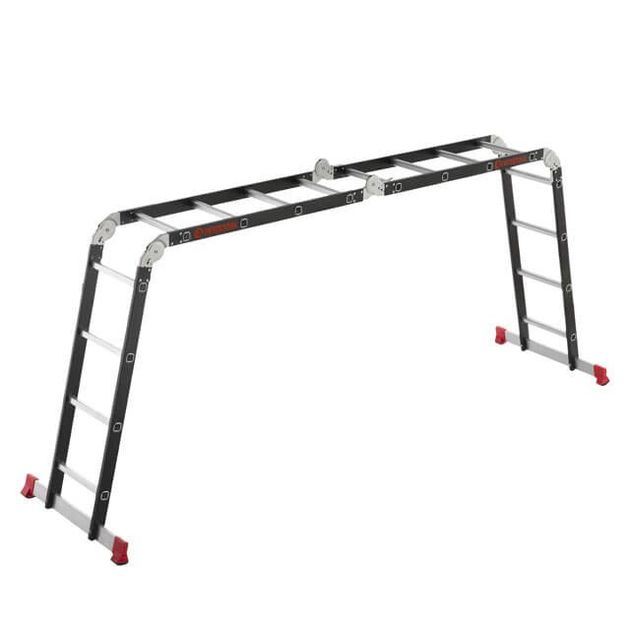 Лестниця мультифункціональна трансформер 4х4 ступені, сталевий профіль, 4450 мм, 150 кг INTERTOOL LT-0024, фото , зображення 3 | SNABZHENIE.com.ua Лестниця мультифункціональна трансформер 4х4 ступені, сталевий профіль, 4450 мм, 150 кг INTERTOOL LT-0024, фото , зображення 3 | SNABZHENIE.com.ua