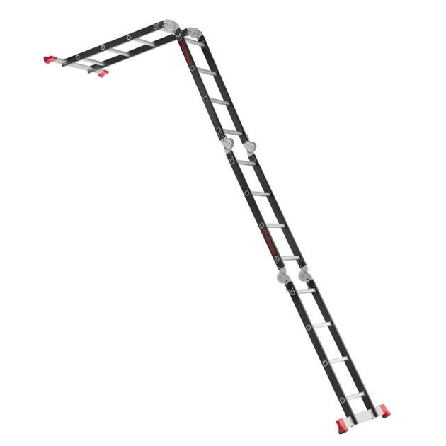 Лестниця мультифункціональна трансформер 4х4 ступені, сталевий профіль, 4450 мм, 150 кг INTERTOOL LT-0024, фото , зображення 4 | SNABZHENIE.com.ua Лестниця мультифункціональна трансформер 4х4 ступені, сталевий профіль, 4450 мм, 150 кг INTERTOOL LT-0024, фото , зображення 4 | SNABZHENIE.com.ua