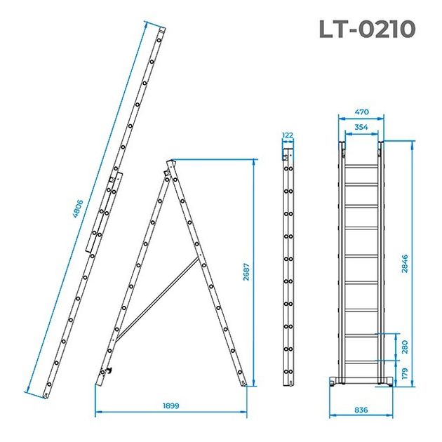 Лестница алюминиевая 2-секционная 2x10, 4,8 м INTERTOOL LT-0210, фото , изображение 3 | SNABZHENIE.com.ua Лестница алюминиевая 2-секционная 2x10, 4,8 м INTERTOOL LT-0210, фото , изображение 3 | SNABZHENIE.com.ua