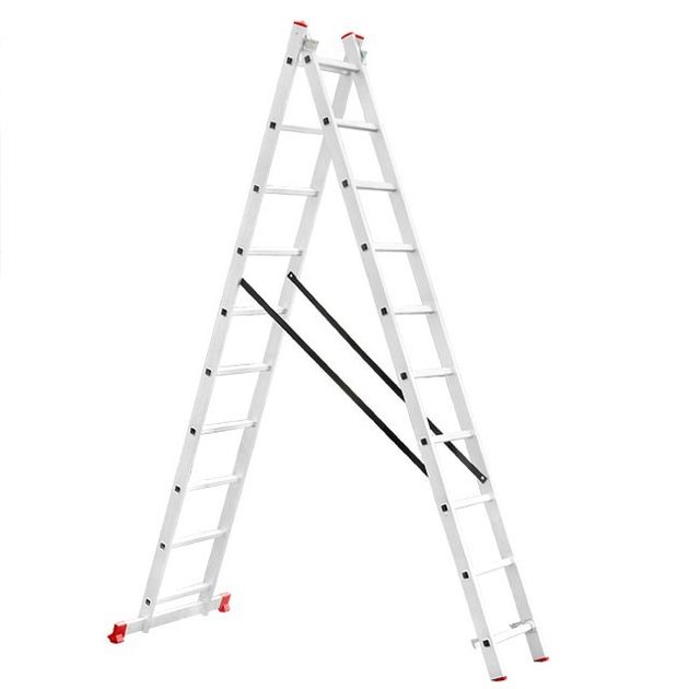 Лестница алюминиевая 2-секционная 2x10, 4,8 м INTERTOOL LT-0210, фото  | SNABZHENIE.com.ua