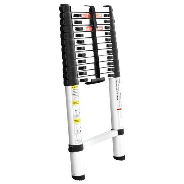 Лестница телескопическая алюминиевая 12 ступеней 3,80 м INTERTOOL, фото  | SNABZHENIE.com.ua