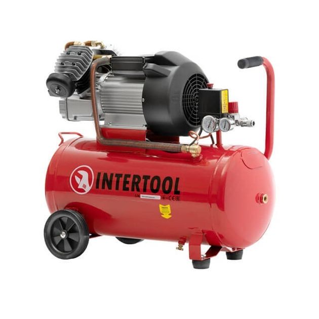 Компрессор INTERTOOL PT-0007, 50 л, 3 кВт, 10 атм, 420 л/мин, 2 цил., фото , изображение 2 | SNABZHENIE.com.ua Компрессор INTERTOOL PT-0007, 50 л, 3 кВт, 10 атм, 420 л/мин, 2 цил., фото , изображение 2 | SNABZHENIE.com.ua