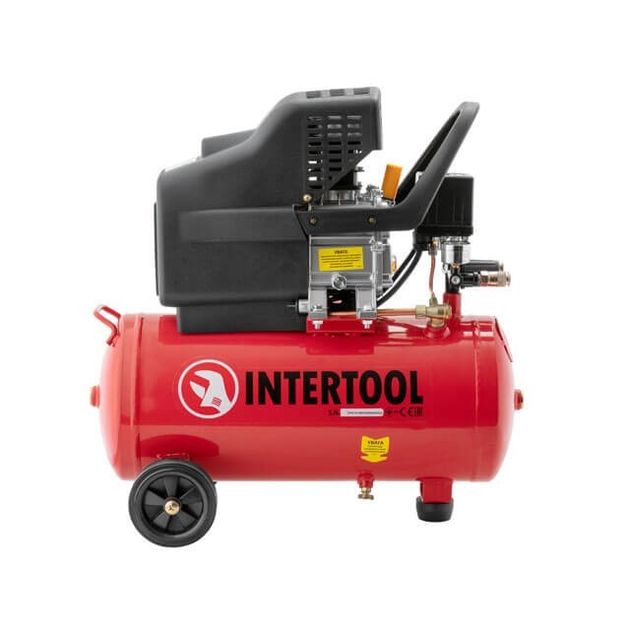 Компресор 24 л, 1.5 кВт, 220 В, 8 атм, 206 л/хв. INTERTOOL PT-0009, фото  | SNABZHENIE.com.ua