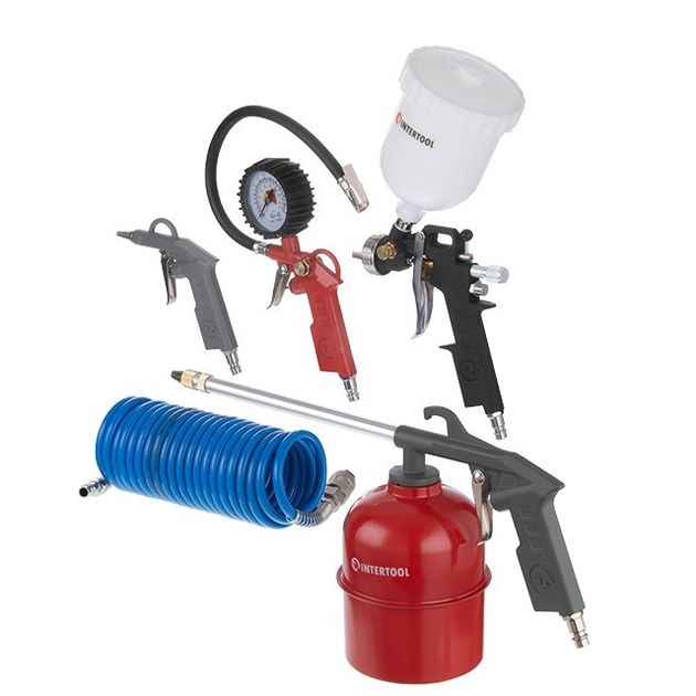 Набор покрасочный пневматический 5 ед. INTERTOOL PT-1502, фото  | SNABZHENIE.com.ua