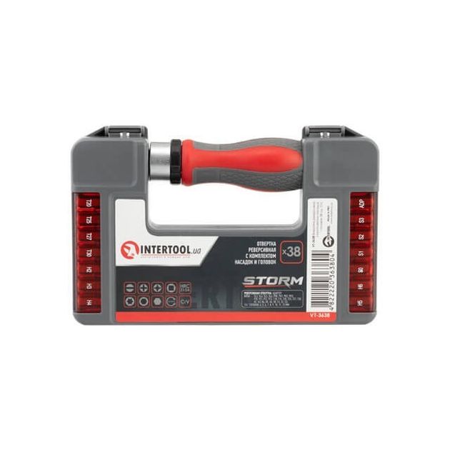 Отвертка реверсивная с насадками и головками 38 ед, INTERTOOL VT-3638, фото , изображение 8 | SNABZHENIE.com.ua Отвертка реверсивная с насадками и головками 38 ед, INTERTOOL VT-3638, фото , изображение 8 | SNABZHENIE.com.ua