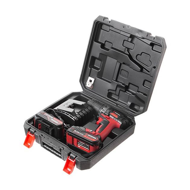 Аккумуляторная дрель-шуруповерт INTERTOOL WT-0328 20 В, 35 Нм, 0-400/0-1500 об/мин, 0,8-10 мм, литий-ион, 2x2.0 Ач, ЗУ, кейс, фото , изображение 2 | SNABZHENIE.com.ua