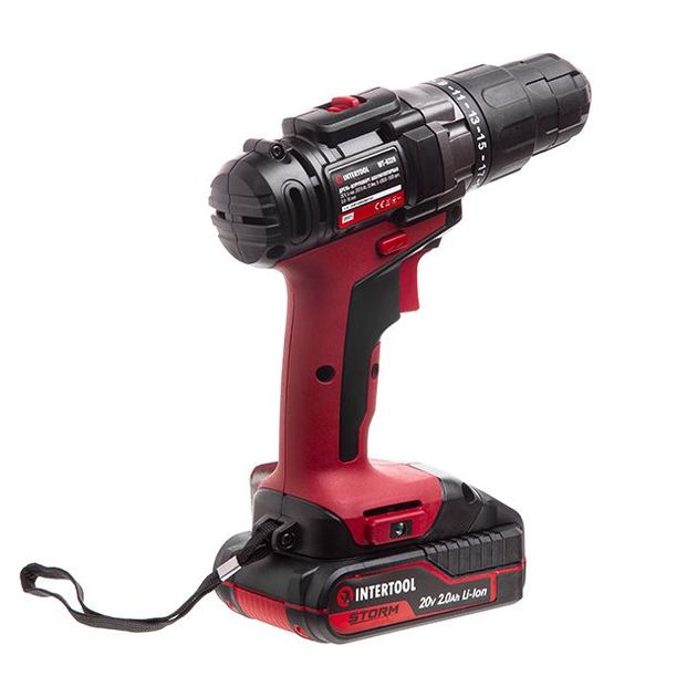 Аккумуляторная дрель-шуруповерт INTERTOOL WT-0328 20 В, 35 Нм, 0-400/0-1500 об/мин, 0,8-10 мм, литий-ион, 2x2.0 Ач, ЗУ, кейс, фото , изображение 5 | SNABZHENIE.com.ua