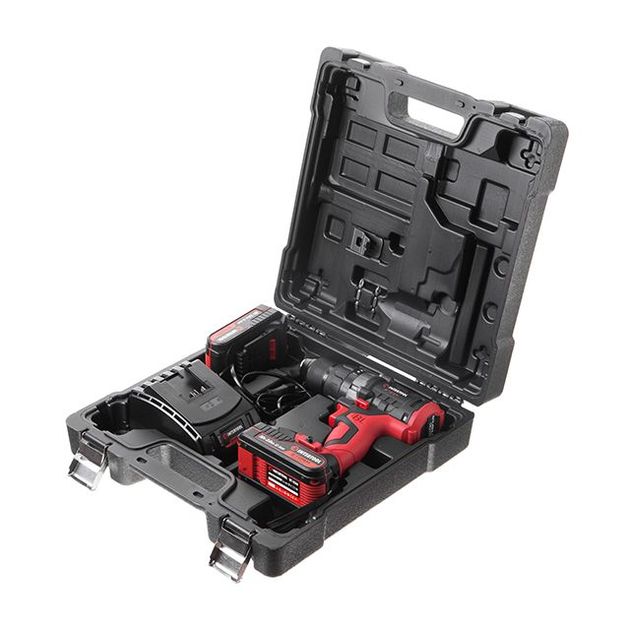 Акумуляторний дриль-шуруповерт з безщітковим двигуном 20 В, 50 Нм, 0-400/0-1500 об/мин, 1,5-13 мм, літій-іон, 2x2.0 Ач, ЗУ, кейс INTERTOOL WT-0331, фото , зображення 2 | SNABZHENIE.com.ua