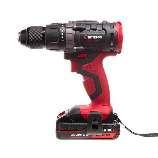 Акумуляторний дриль-шуруповерт з безщітковим двигуном 20 В, 50 Нм, 0-400/0-1500 об/мин, 1,5-13 мм, літій-іон, 2x2.0 Ач, ЗУ, кейс INTERTOOL WT-0331, фото , зображення 3 | SNABZHENIE.com.ua