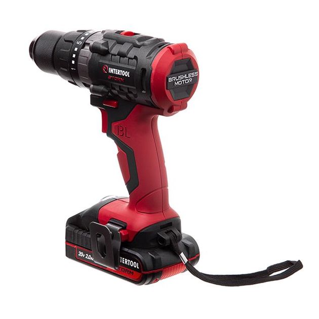 Акумуляторний дриль-шуруповерт з безщітковим двигуном 20 В, 50 Нм, 0-400/0-1500 об/мин, 1,5-13 мм, літій-іон, 2x2.0 Ач, ЗУ, кейс INTERTOOL WT-0331, фото , зображення 4 | SNABZHENIE.com.ua