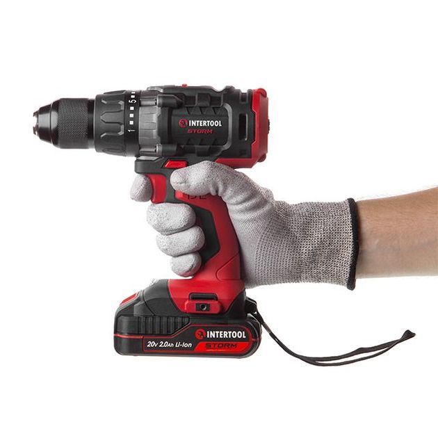 Акумуляторний дриль-шуруповерт з безщітковим двигуном 20 В, 50 Нм, 0-400/0-1500 об/мин, 1,5-13 мм, літій-іон, 2x2.0 Ач, ЗУ, кейс INTERTOOL WT-0331, фото , зображення 10 | SNABZHENIE.com.ua