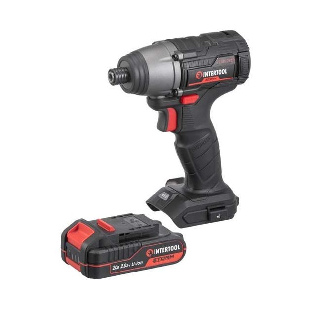 Акумуляторний ударний шуруповерт з безщітковим двигуном 20 В, 200 Нм, 0-2900 об/хв, 0-4000 уд/хв, 1/4, літій-іон, 2.0 Ач, ЗУ 2А, кейс INTERTOOL WT-0362, фото , зображення 10 | SNABZHENIE.com.ua