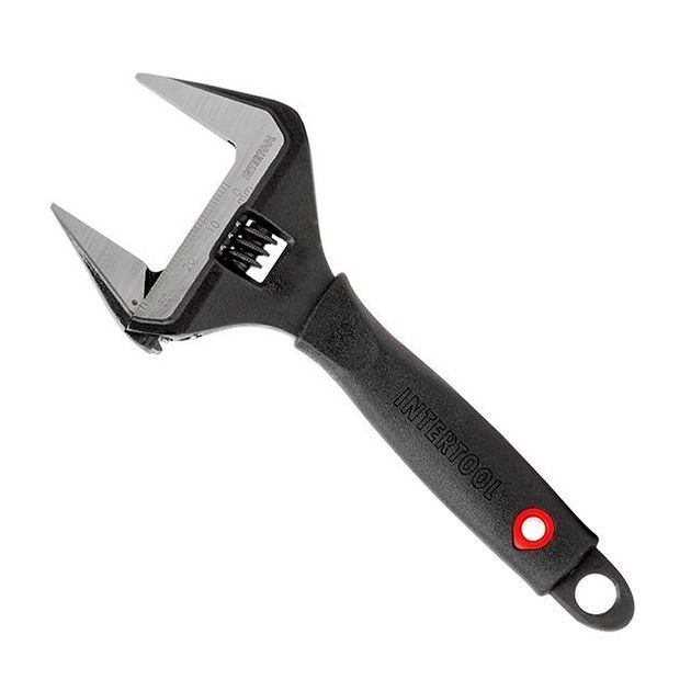 Ключ разводной 150 мм с обрезиненной рукояткой, CrV INTERTOOL XT-0040, фото  | SNABZHENIE.com.ua