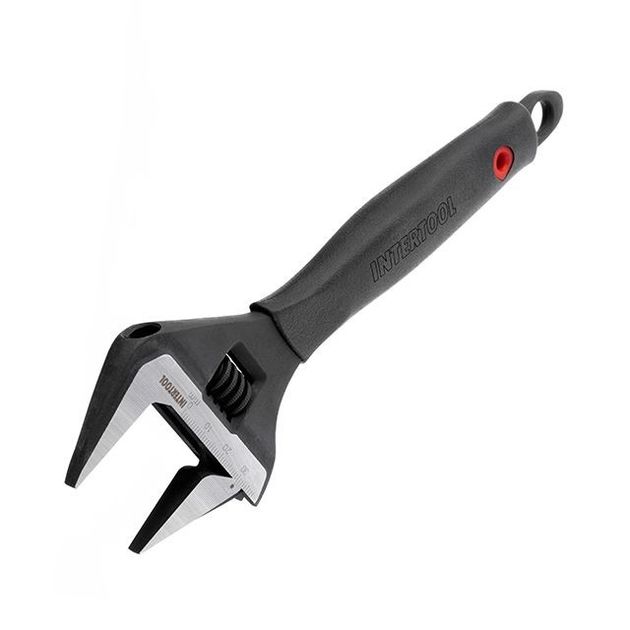 Ключ разводной 200 мм, обрезиненная рукоятка, развод губок 38 мм, Cr-V INTERTOOL XT-0045, фото , зображення 2 | SNABZHENIE.com.ua Ключ разводной 200 мм, обрезиненная рукоятка, развод губок 38 мм, Cr-V INTERTOOL XT-0045, фото , зображення 2 | SNABZHENIE.com.ua