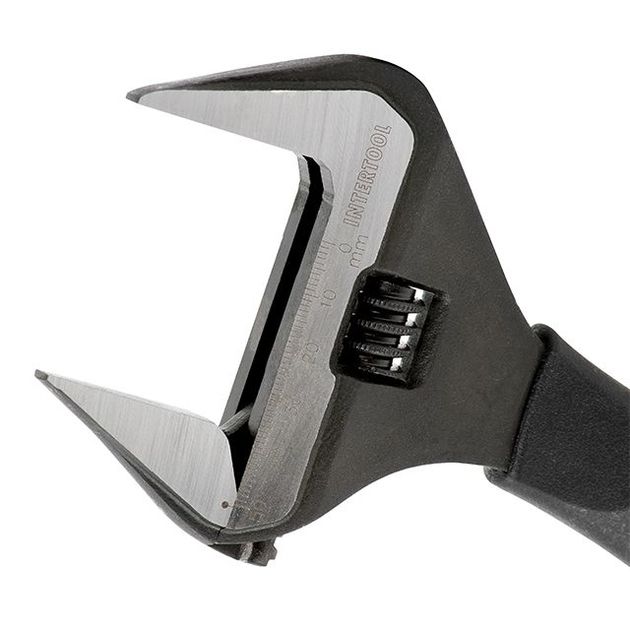 Ключ разводной 250 мм, обрезиненная рукоятка, развод губок 50 мм, CrV INTERTOOL XT-0050, фото , зображення 3 | SNABZHENIE.com.ua